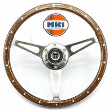 Classic Austin Mini GT 13" Riveted Wood Rim Steering Wheel & Alloy Boss Kit