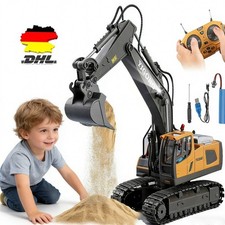 Ferngesteuerter Bagger Spielzeug RC Bagger mit Metall Schaufel Lichtern,Sounds