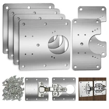 6 PCS Cabinet Hinge Repair Plate Stainless Steel Board Kitchen Door Fixing Kit