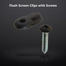 Flush Screen Clips with Screws, Plastic, Black 12 Pack