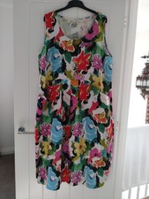 Sahara Pure Linen Multi Coloured Sleeveless Dress Size 5 Excellent Condition