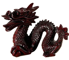 Traditional Ruby Red Dragon Chinese Feng Shui Figurine Good Luck & Success