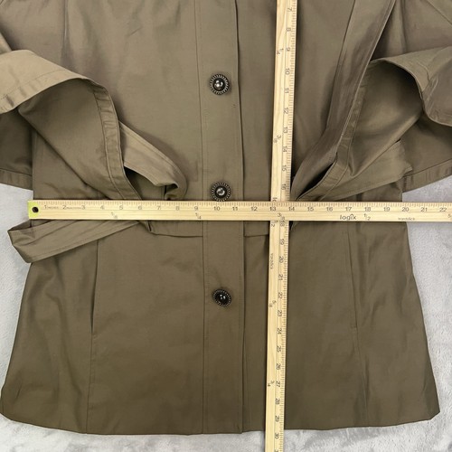 BETSEY JOHNSON Cape Trench Coat Women’s Large Poncho Mock Neck Lined Tan Jacket - Picture 13 of 21