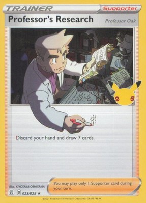 PROFESSOR'S RESEARCH (PROFESSOR OAK) 023/025 HOLO RARE CELEBRATIONS POKEMON NM