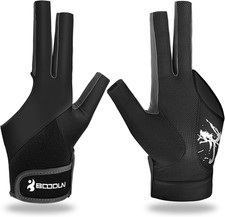 YFY Billiard Pool Gloves for Left Hand 3 Finger, Splicing Process, Snooker Cue S