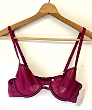 Auden Unlined Demi Coverage Underwire Bra Burgundy Size 32B NWT