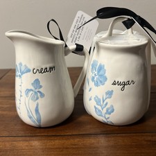 rae dunn cream and sugar set Blue Floral 4x3