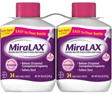 MiraLAX Laxative Powder for Gentle Constipation Relief 2x34 Doses EXP 03/2027