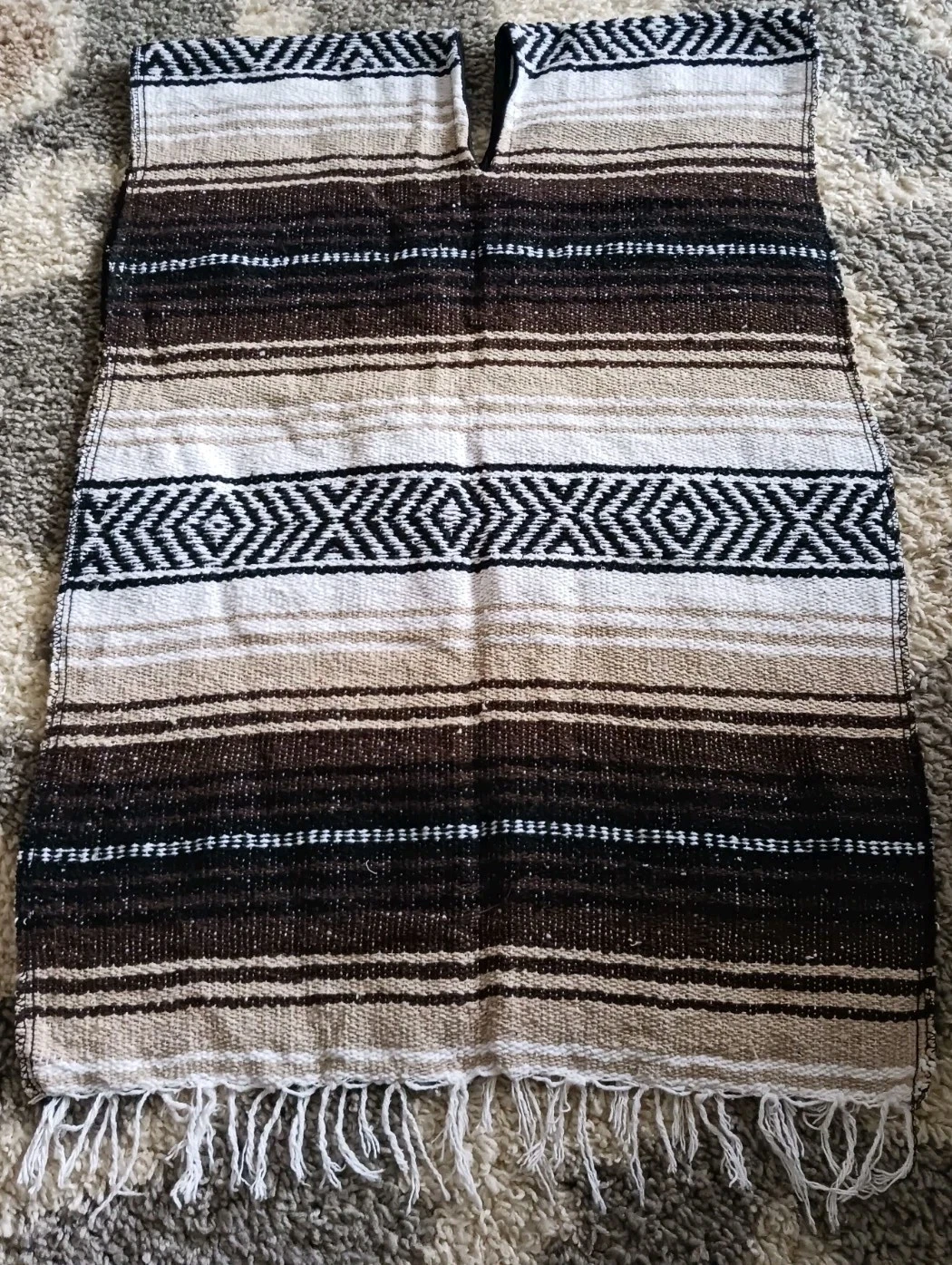 FRANK'S Mexican Falsa Blanket PONCHO Vest ~ Hippie Outdoors Camping Beach