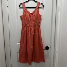 Loft Smocked Tank Midi Dress Orange Summer Beach Cruise Women's Sz S