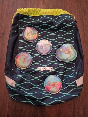 Sportbeutel Ergobag mit diversen Kletties Fische Turnbeutel