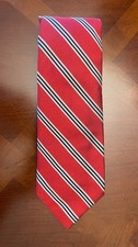Brooks Brothers Makers Red Silk Stripe Tie Classic Repp England USA