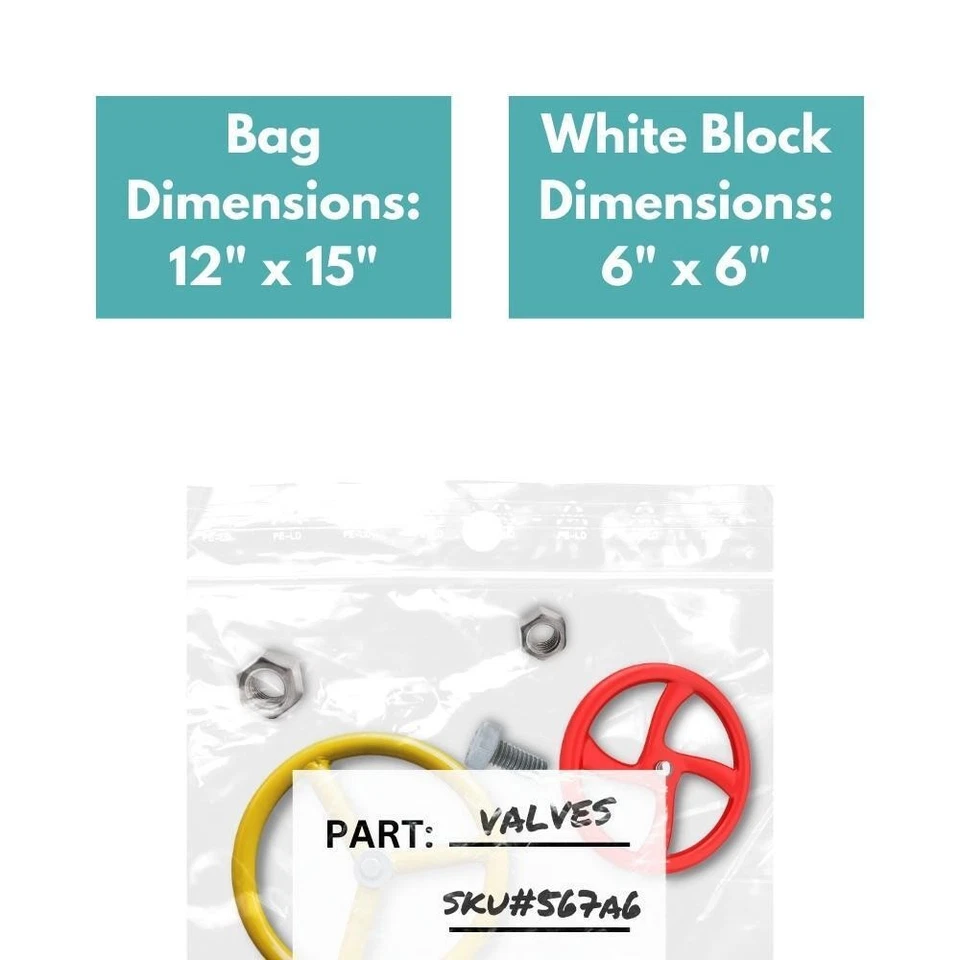 1000 Piezas 12" x 15" Bolsa de Piezas con Agujero Colgante 4 Mil Bloque Blanco 6" x 6" Foto 4 de 4