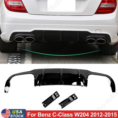 For Mercedes 2012-15 Benz W204 C250 C300 C350 C63 Rear Diffuser Lip Glossy Black