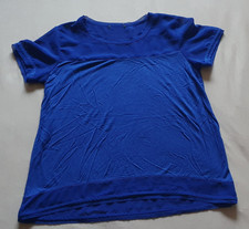 Damen T-Shirt Basic Blau Kurzarm Rundhals Uni...
