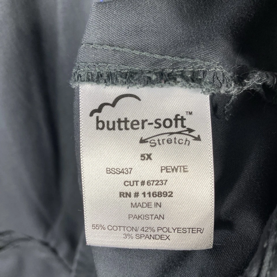 Butter-Soft Plus Size 5X Stretch Women's 4-Pocket V-Neck Scrub Top Pewter Gray - Image 4 of 4