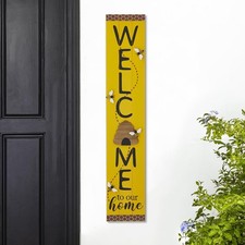 42" H Welcome Sign for Front Porch, Rustic Solid Wood Welcome Porch Sign with...