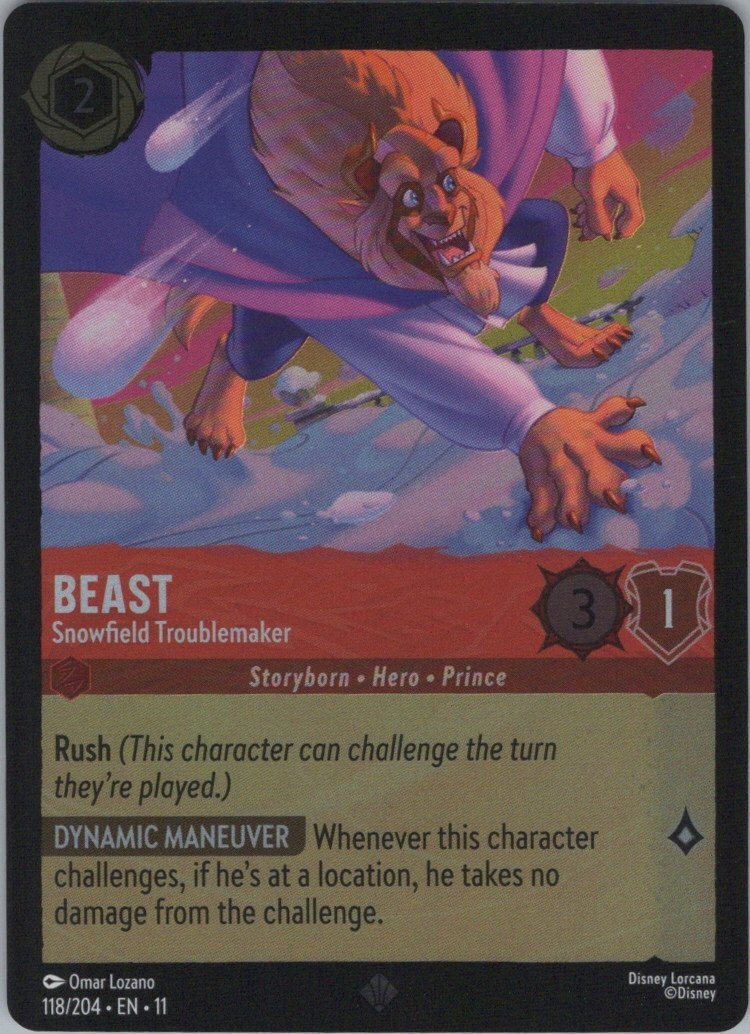 Lorcana Foil Beast - Snowfield Troublemaker Winterspell 118/204 Super Rare NM