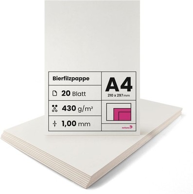 Netuno 20 Blatt Bastel-Pappe Creme-Weiß DIN A4 21 x 29,7 cm 1,00 mm 430g 