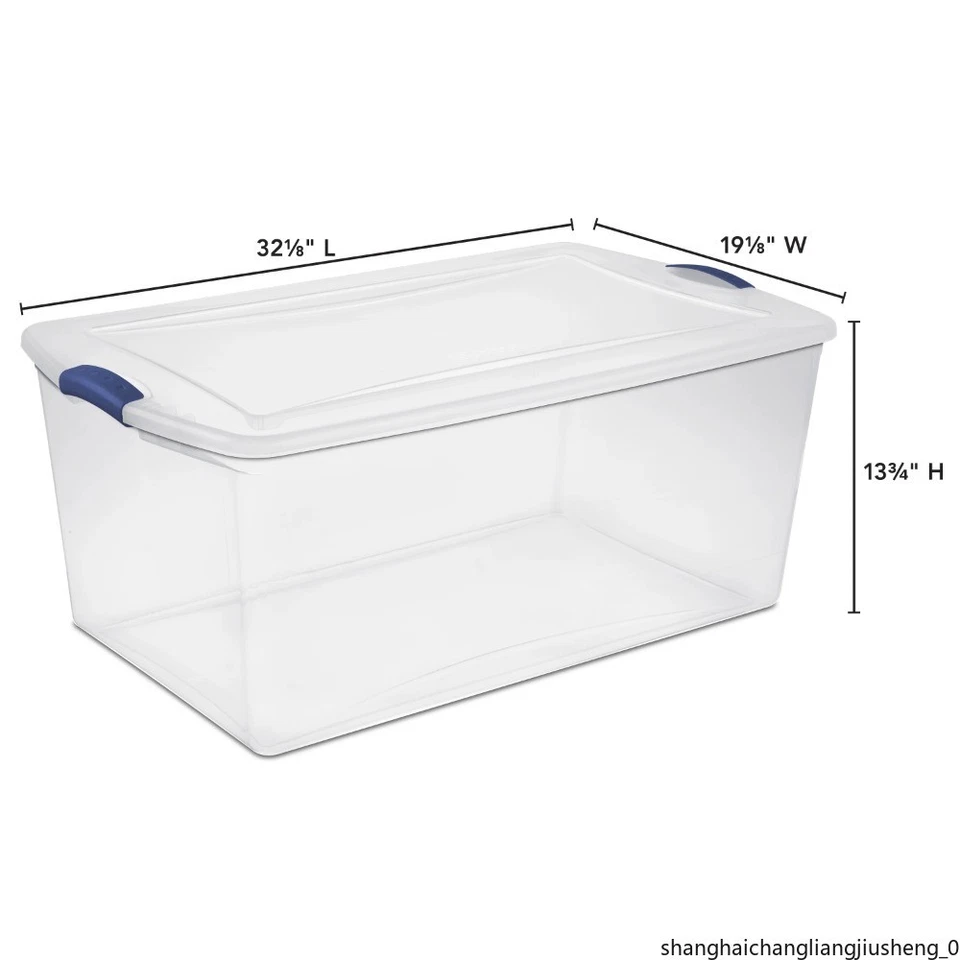 105 Qt Clear Storage Bin with Latch Lid Blue 4 Pack - Image 2 of 4