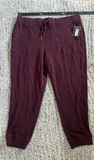 NWT Counterparts Womens Athletic Stretch Pants Cabernet Lounge Pockets