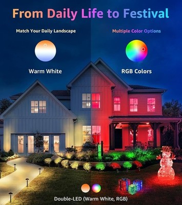 SUNVIE 4 Pack RGBW 12W Outdoor Waterproof Landscape Spotlights Plug-In w/ Remote