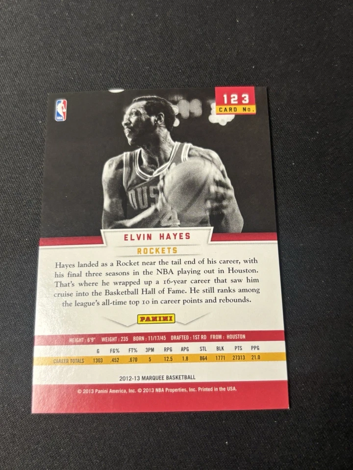 2012-13 Panini Marquee ELVIN HAYES #123 Rockets - Image 2 of 2