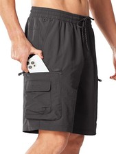 Men's Cargo Hiking Shorts 9" Lightweight Quick Dry Athletic Shorts Outdoor Tr...
