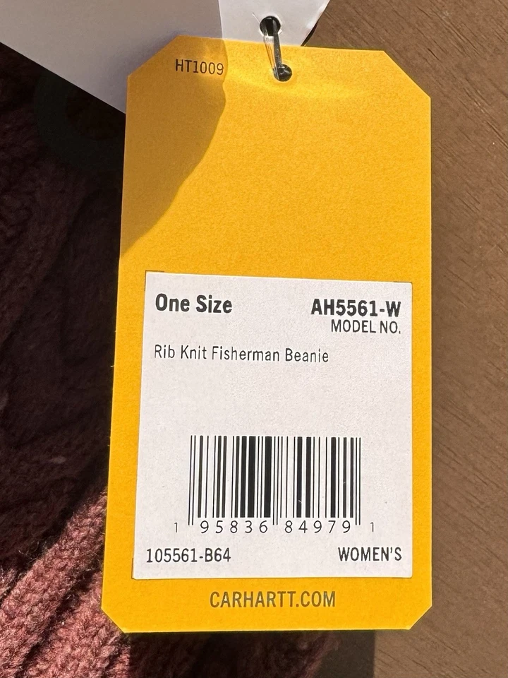 Gorro de pescador tejido acanalado Carhartt para mujer Sable rojo granate mezcla de lana hilo Foto 4 de 4