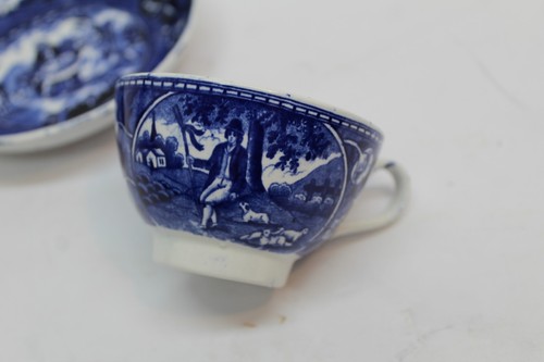 Flow Blue " Teetrinker " Maestricht Holland Tasse & Untertasse - Bild 2 von 7