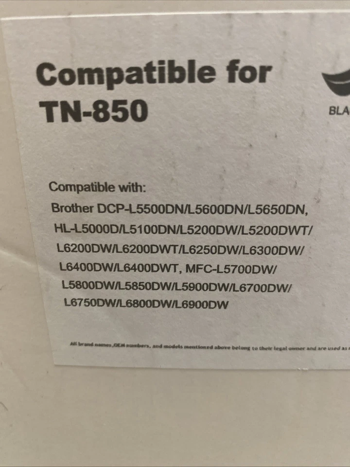 4PK TN880 TN-850 Black Toner Compatible With Brother DCP-L5500DN L5600DN L5650DN - Image 3 of 4