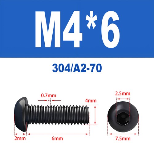 Schwarze Innensechskant Linsenkopfschrauben A2 V2A Edelstahl ISO 7380 M2 - M10 - Bild 39 von 121