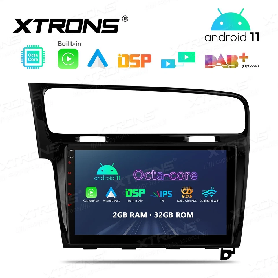 AUTORADIO ANDROID 11 GOLF 7 10 POLLICI STEREO AUTO NAVI GPS WIFI COMANDI VOLANTE - Immagine 3 di 4