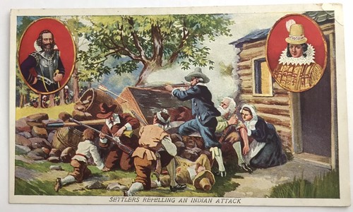 Publicidad Prudential Insurance, postal de indios atacados de los colonos de Jamestown  - Imagen 1 de 2