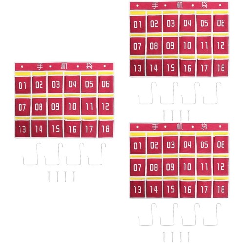 3 Sets Wall Storage Bag Student Cell Phone Collection for Classroom - 第 1/12 張圖片