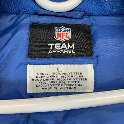 Indianapolis Colts Jacket Men's Large Blue Hooded Lined Big Back Logo Zip Button - Picture 6 of 13