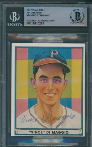 1977 Play Ball 1941 Reprint #20 Vince DiMaggio Beckett Authentic Signed *0263