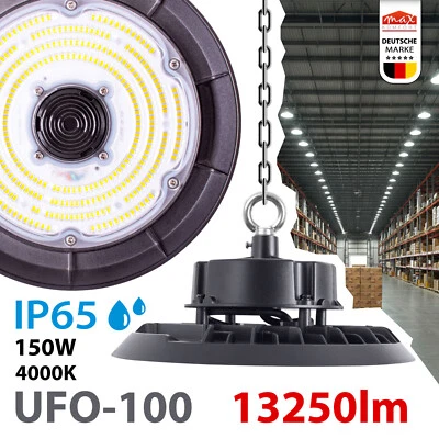 MAXKOMFORT LED Hallenbeleuchtung Industrielampe UFO Hallenstrahler Hallenleuchte 100W IP65