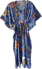 Indian Vintage 100 Cotton Long Beach Maxi Kaftan Dress One Size Caftan Kimono