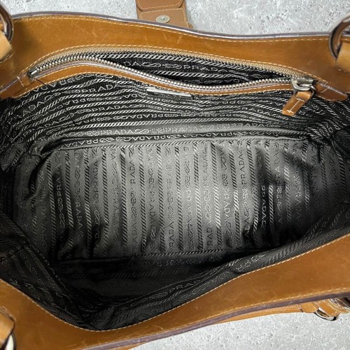 PRADA Buckle Handbag Shoulder Tote Bag Nylon Leather Brown Used Ex+ Authentic JP - Picture 7 of 9