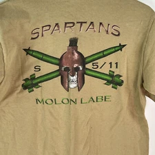 Spartans Molon Labe USMC Gildan Activewear Mens Tan Ultra Cotton T Shirt Size S