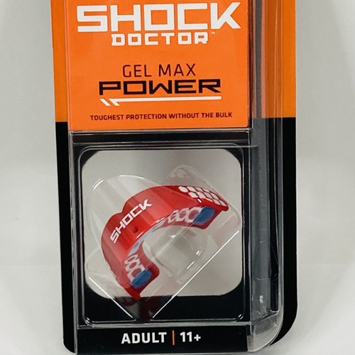 Shock Doctor Gel Max Mouthguard RED Adult 11+ w/ Tether Use Strap Or Strapless - Picture 2 of 6