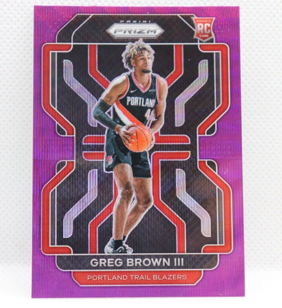 2021-22 Panini Prizm - Purple Wave Prizm #291 Greg Brown III (RC) Portland NBA