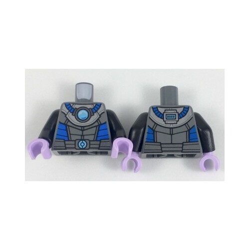 LEGO - Minifig, Torso Armor w/ Med Azure Round Crystal & Blue