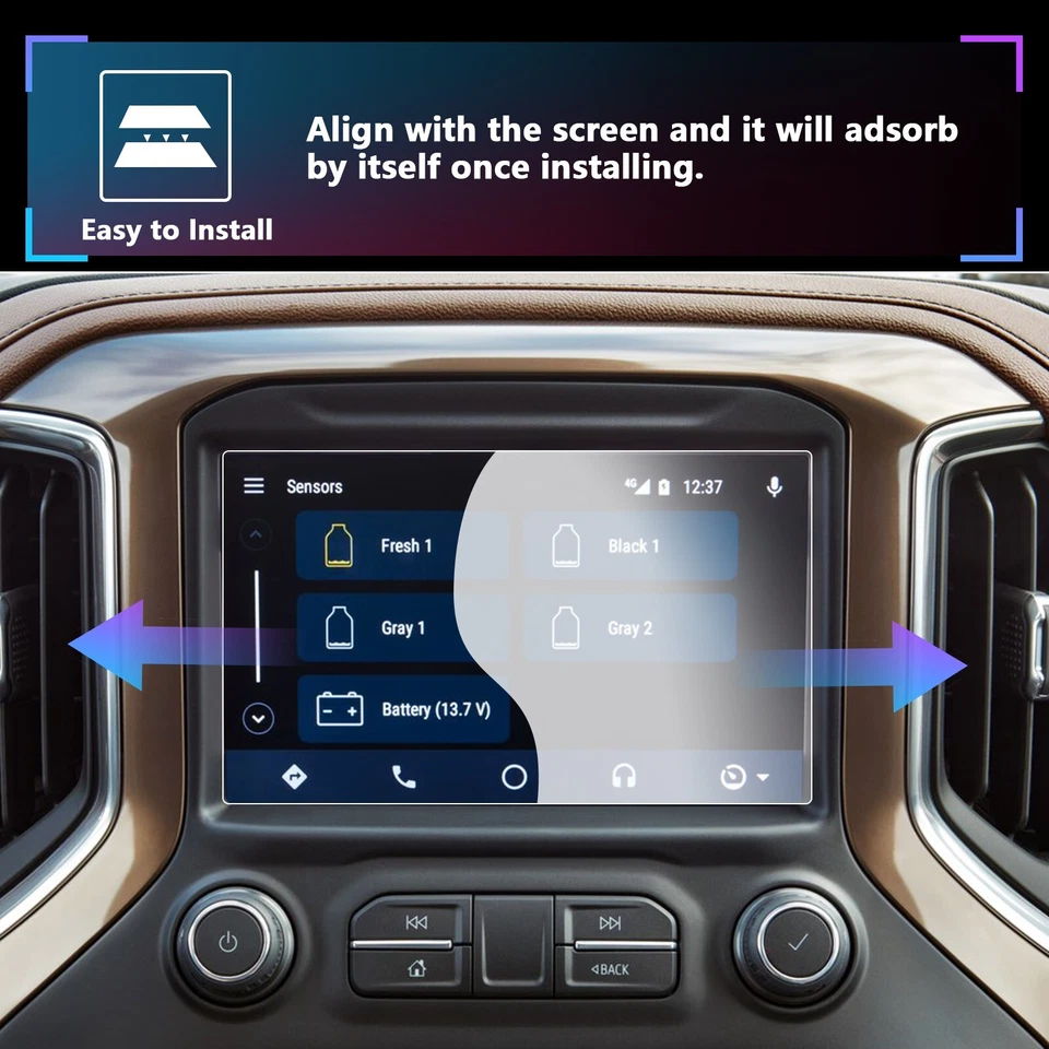 Protector de pantalla de coche RUIYA vidrio templado 8 pulgadas para Chevy Silverado HD 2020-2023 Foto 4 de 4