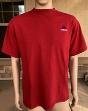 Vintage 90s Adidas Blank Red T Shirt Size Medium USA Made 3 Stripe Crest
