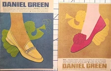 Daniel Green Comfy Slippers Moondust Loafers Pair Matched Vintage Print Ads 1969