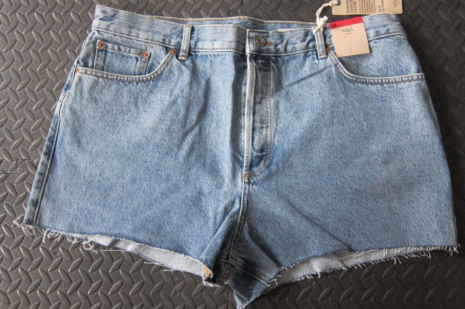 M&S Womens Marks and Spencer Blue Denim Shorts Size 18                        zz