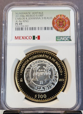 2013 MEXICO SILVER 100 PESOS S100P CARLOS & JOHANNA 3 REALES NGC PL 69 NICE COIN