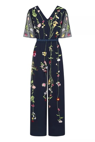Frock And Frill Floral Embroidered Jumpsuit Women's UK 10 Black - Picture 2 of 5